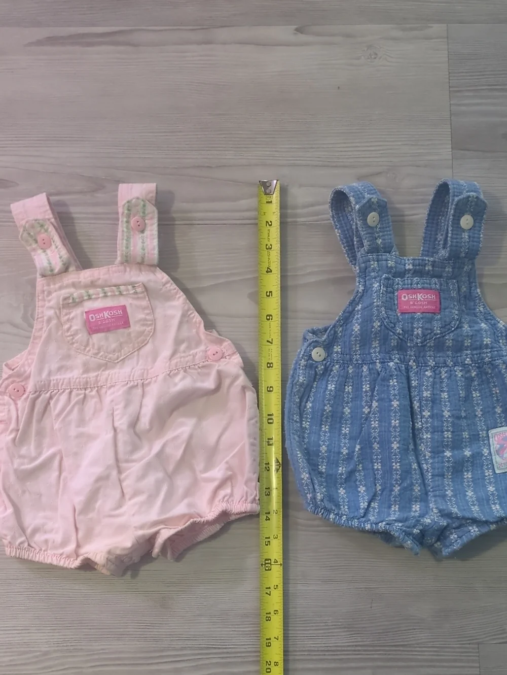 Vintage OshKosh B'gosh 18M Bubble Romper Overall Set Pink & Blue Floral Baby USA